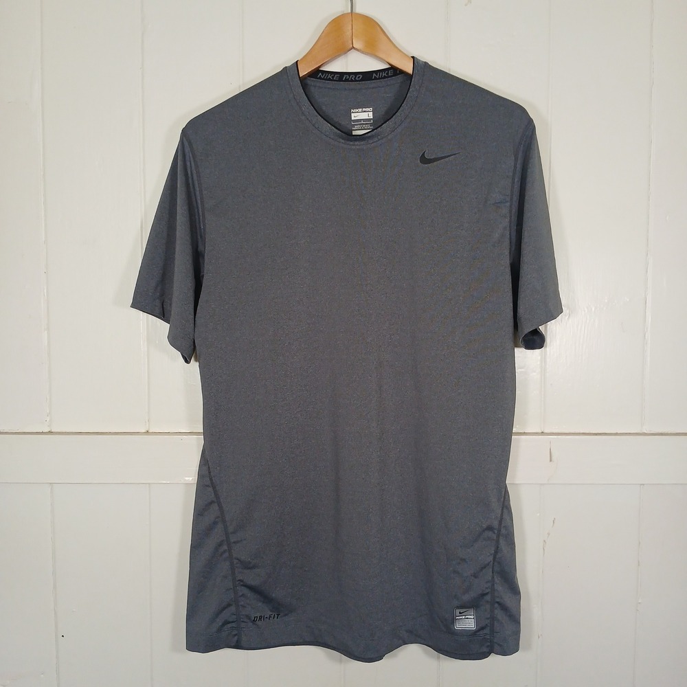 Nike Pro Dri-FIT Shirt Mens Large Gray Short Sleeve Training Top 269009-021